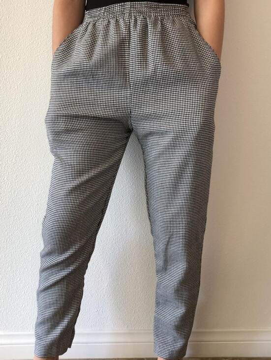 Briggs New York Pants - Briggs New York Black White Houndstooth High Rise Pull On Ankle Pants 14